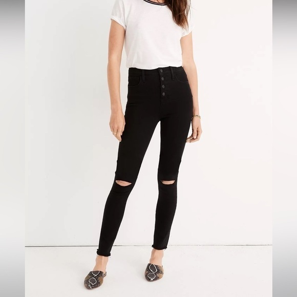 Madewell Black Petite 10" High-Rise Roadtripper Jeans 35P - Picture 2 of 14